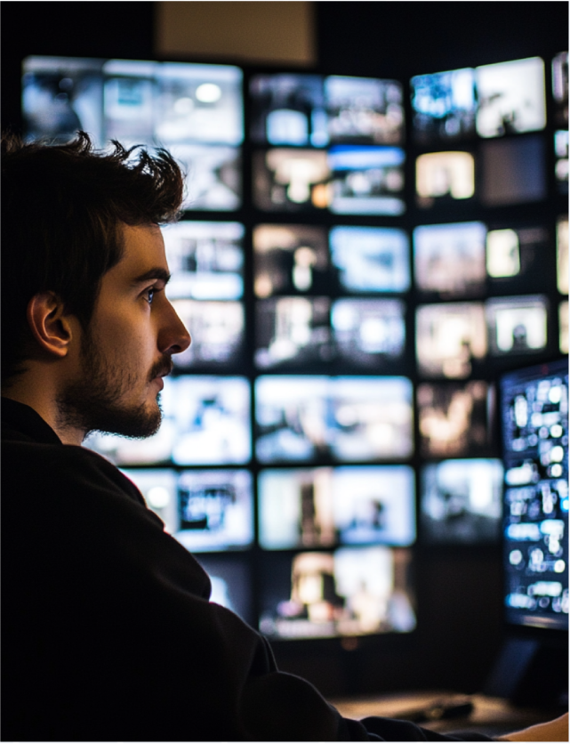 Home security camera video monitoring on a connected display