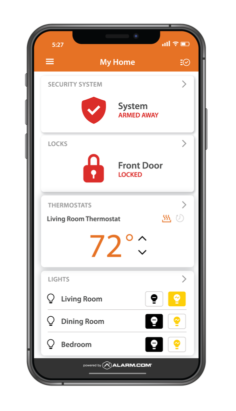 Alamo Smart Home app — My Home dashboard