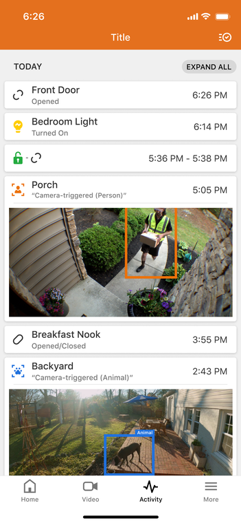 Alamo app activity feed