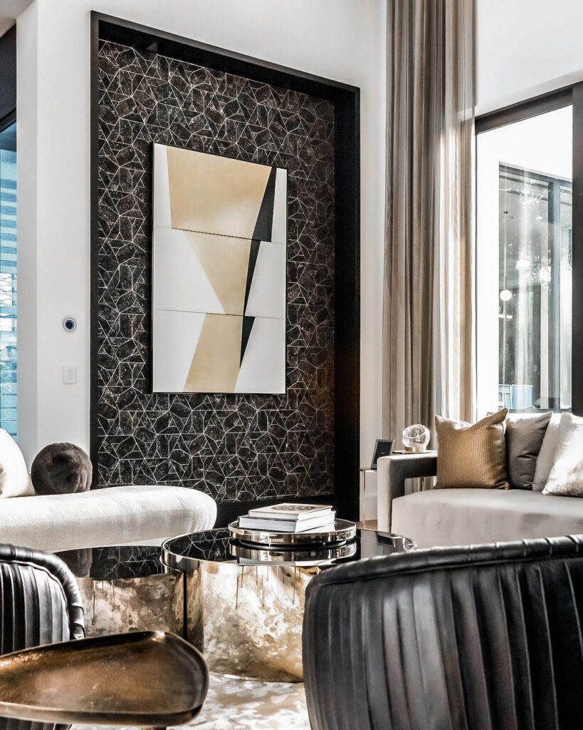 Luxury San Antonio living room with integrated Josh.ai smart home automation